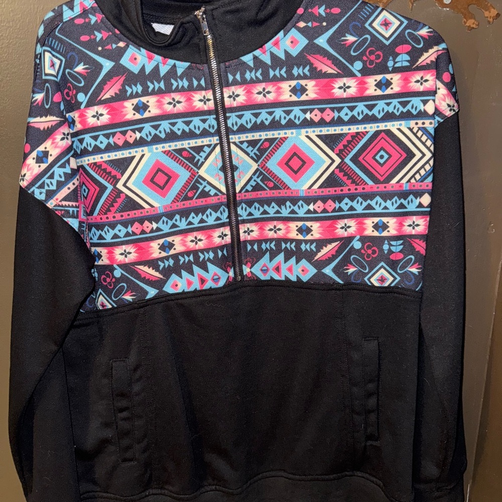 Amazon Black and Multicolor Geometric Sweatshirt